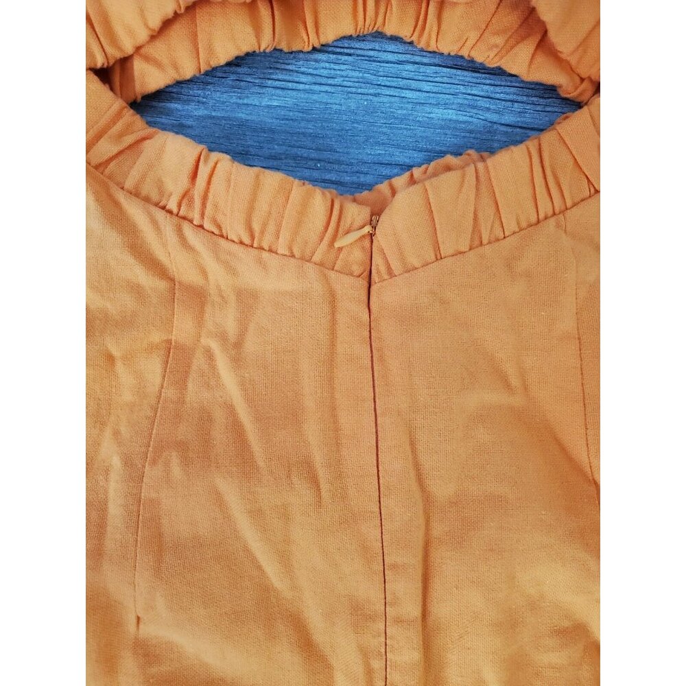 Bershka Nwt Cotton/linen Blend Orange Cut Out Mini Dress With Puffer Sleeve $749 - Picture 3 of 9